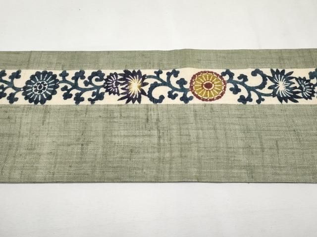 平和屋本店□極上 夏物 和染紅型 栗山紅型 栗山吉三郎 九寸名古屋帯 花