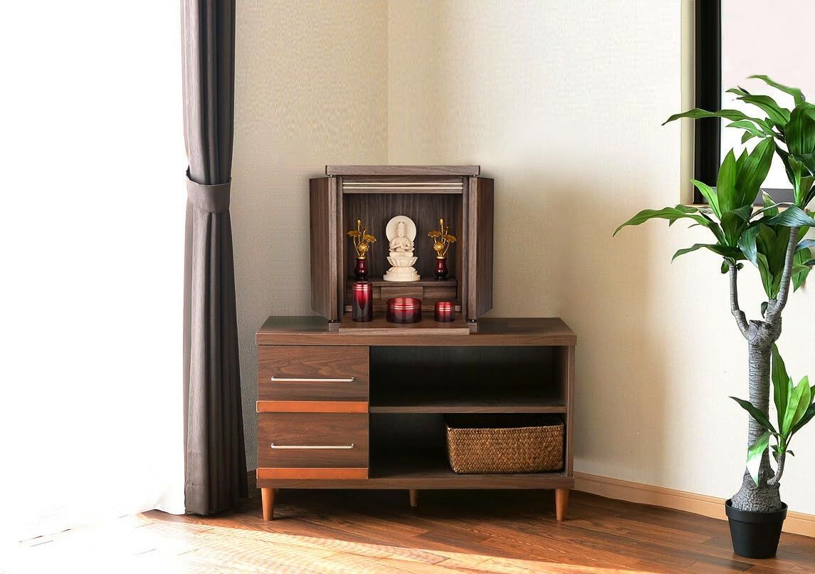 小田工房 シンプルミニ仏壇 14号 ウォールナット色