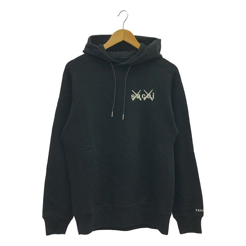 【美品】  sacai / サカイ | 2021SS | × KAWS Embroidery Hoodie  パーカー | 2 | ブラック | レディース 美品】 sacai / サカイ | 2021SS | × KAWS Embroidery Hoodie パーカー