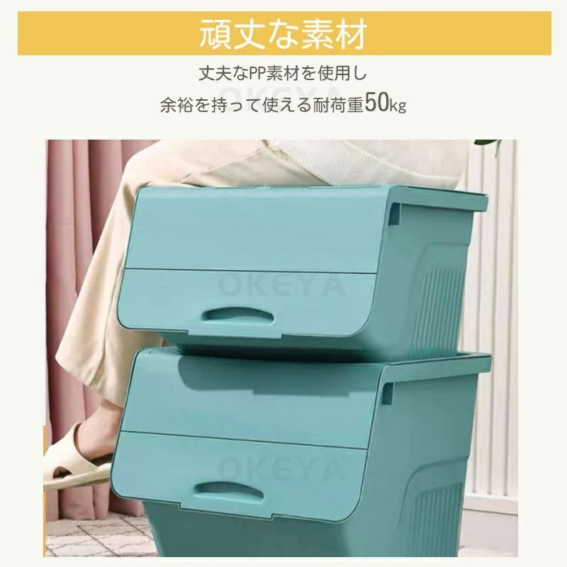 収納ボックス 収納ケース 前開き フタ付き 36L 5カラー