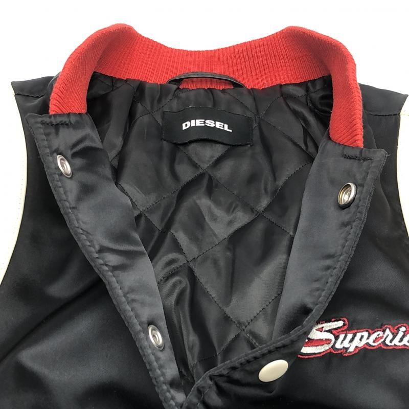 中古】DIESEL レザー切替スタジャン S ブラック ディーゼル 牛革