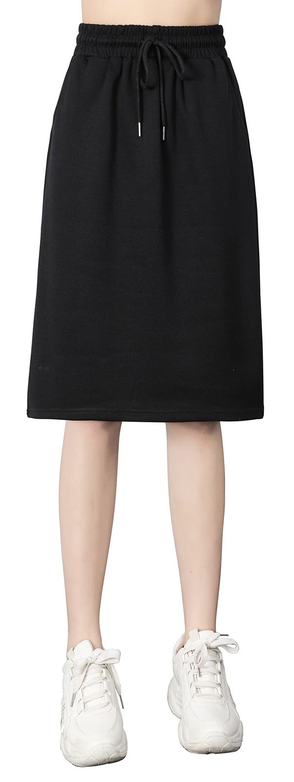 ゴム ウエスト 台形スカートAライン ロング/ショート/膝丈 無地 スウェットスカート 大きい レディース スカート [syvent]