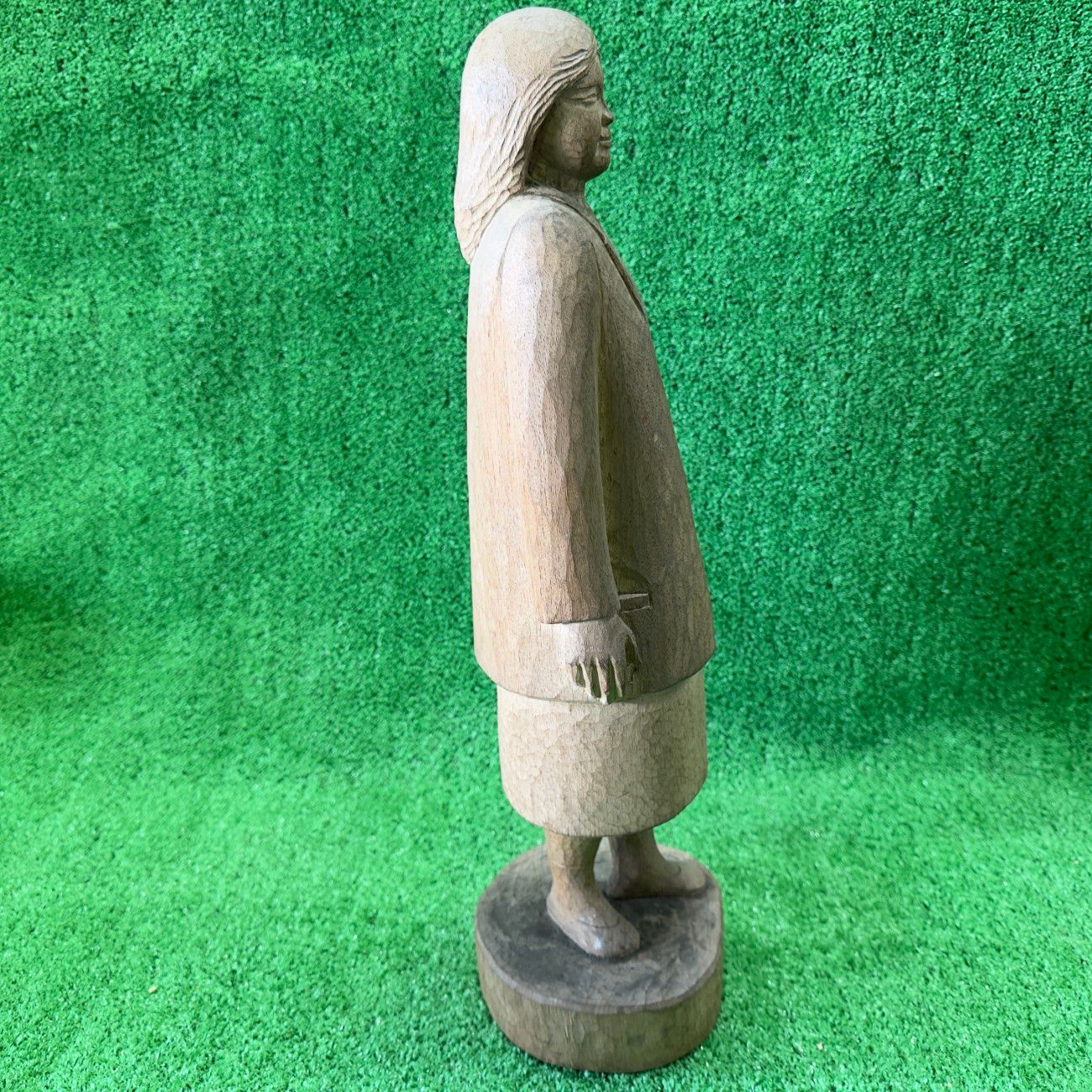 品 北海道 農民彫刻家 松田与一 木彫 オブジェ 在銘 高さ50cm