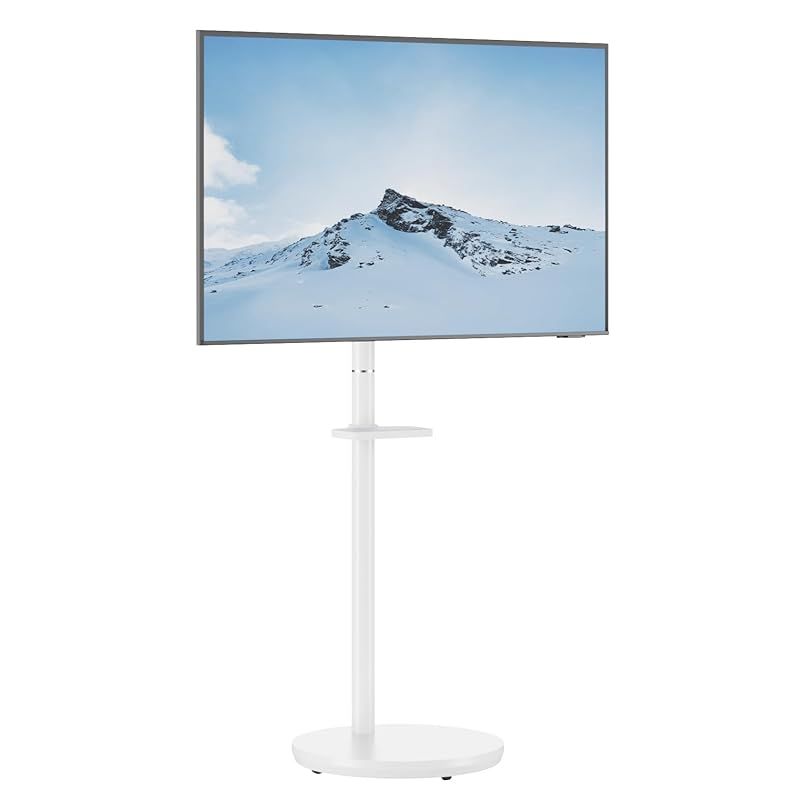 METIYA 小型 テレビスタンド 白 移動式 キャスター付き テレビ台 壁寄せ tvスタンド 49インチ対応 耐荷重16KG VESA規格200 200mmまで 角度調節 収納ケース付き ケーブル管理 家用 業務用 ホワイト 1