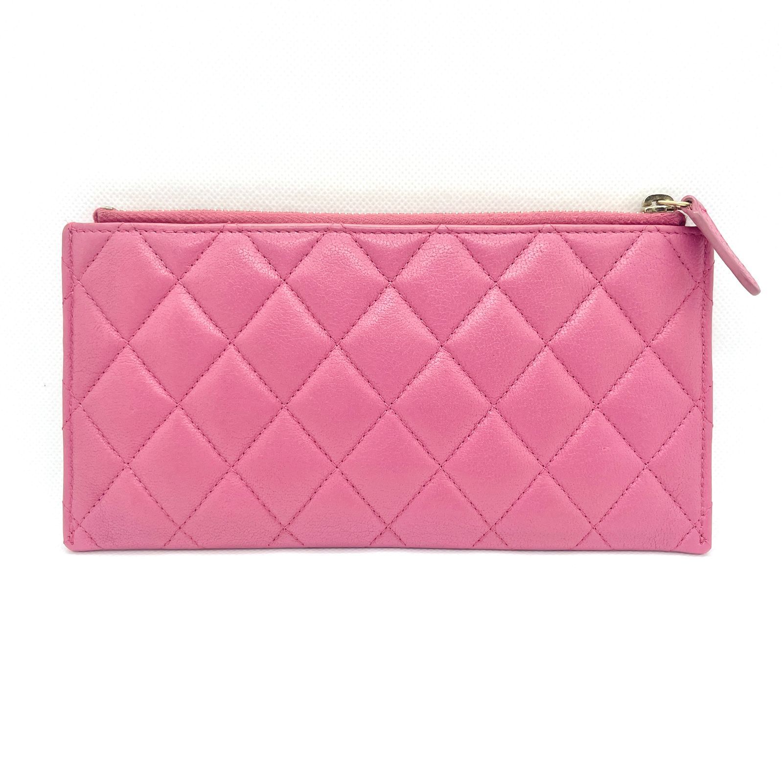 極美品】CHANELシャネル マトラッセフラグメントケースピンク 極美品】CHANELシャネル マトラッセフラグメントケースピンク