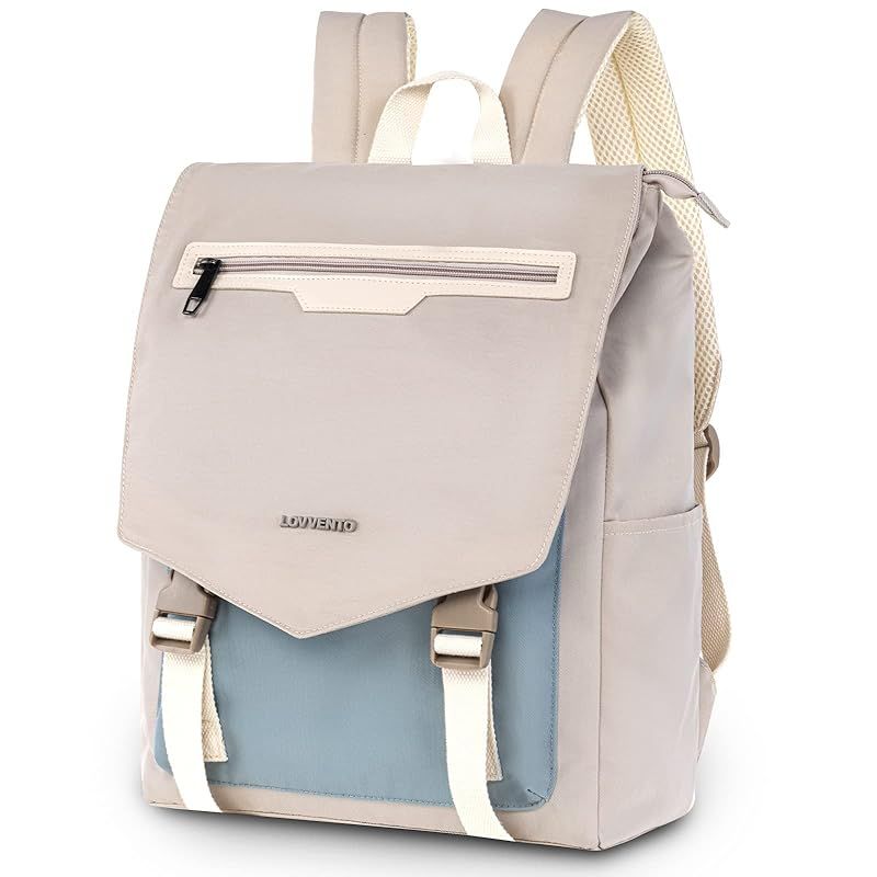 [lovvento] リュック レディース 大容量 可愛い マカロン色 オーバーレイ バックパック A4対応 15.6インチPC収納 9ポケット 撥水加工 軽量 通学 通勤 旅行 アウトドア (16L， グレー)