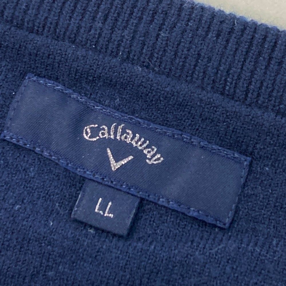 サイズ：LL CALLAWAY キャロウェイ  Vネック ニットセーター 千鳥格子柄 ネイビー系 [240101442551] ゴルフウェア メンズ ストスト サイズ：LL CALLAWAY キャロウェイ Vネック ニットセーター 千鳥