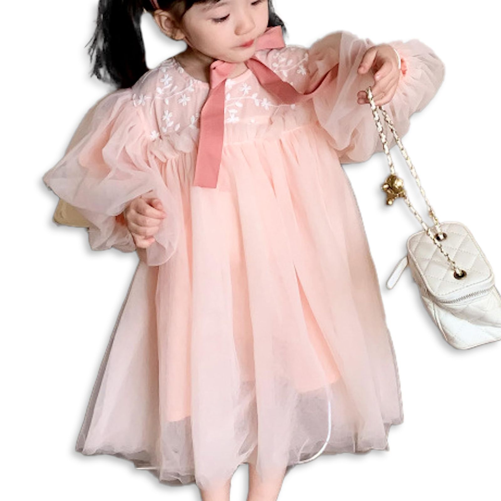 [MTP u0026 Style] チュール レース ワンピース ピンク キッズ バルーン 袖 ベビー ドレス 子供 結婚式 誕生日 卒園式 発表会 入学式 (JP， 身長， 80， 女子（小）， ピンク) [ピンク] [80] [女子（小