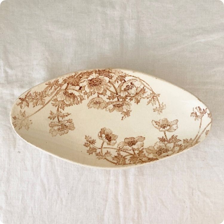 フランス直輸入 枯れたアンティークの風合いが素敵 ブラウンカラー ジアン ラヴィエ皿