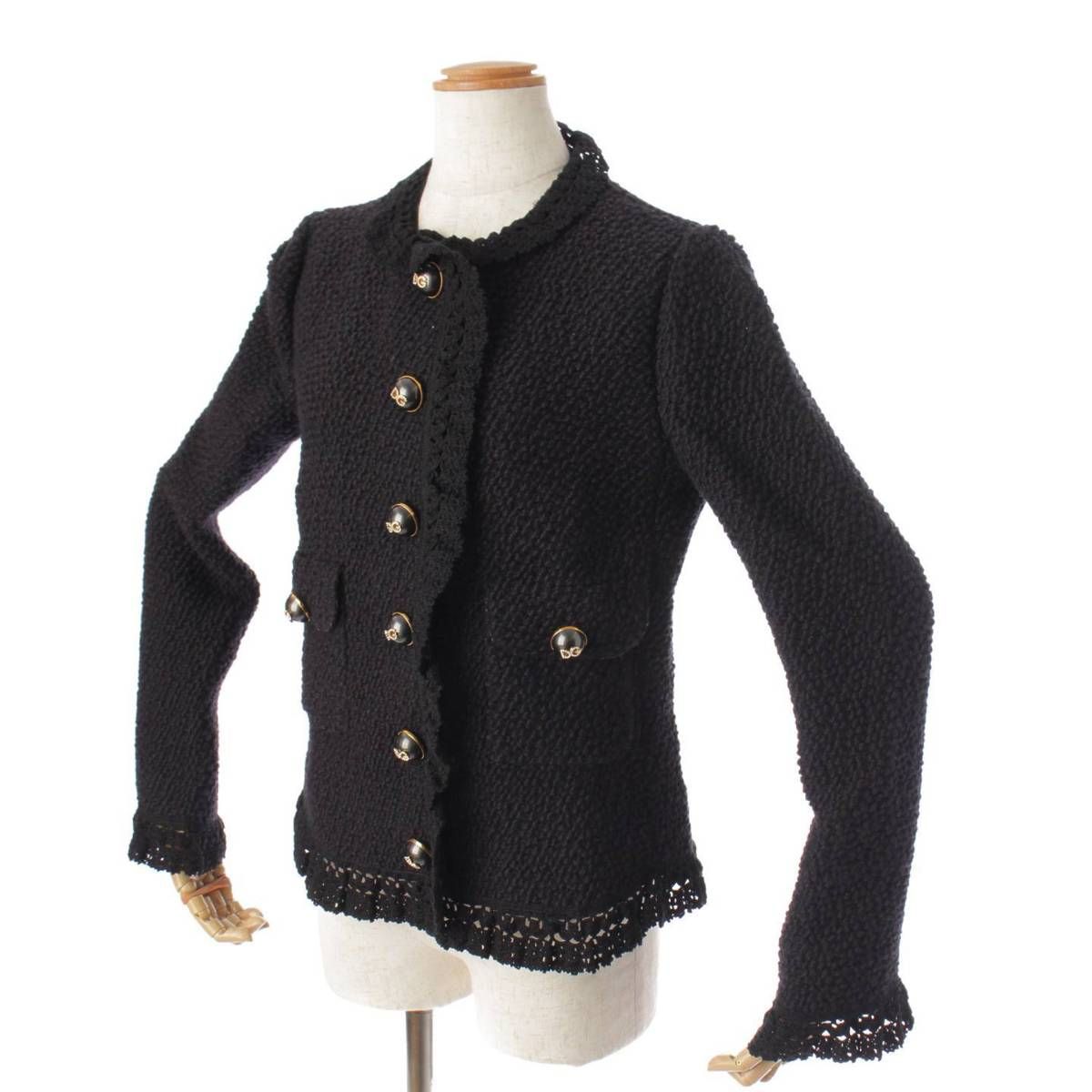 Dolce & Gabbana ブラック レース ノーカラージャケット（□総