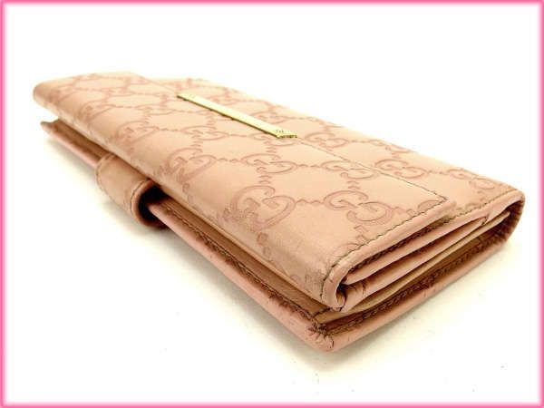 グッチ 長財布 Wホック グッチシマ ピンク GUCCI 長サイフ サイフ 収納