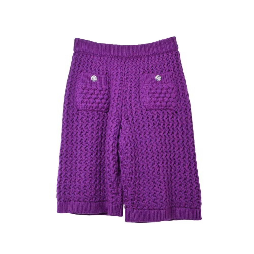 CHANEL 22A P72880 ライナー付き ウール バミューダパンツ