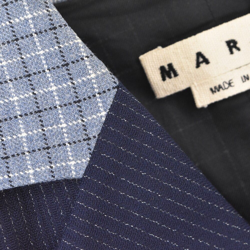 MARNI（マルニ）22SS ストライプ切り替え チェックテーラードジャケット MARNI（マルニ）22SS ストライプ切り替え チェックテーラード