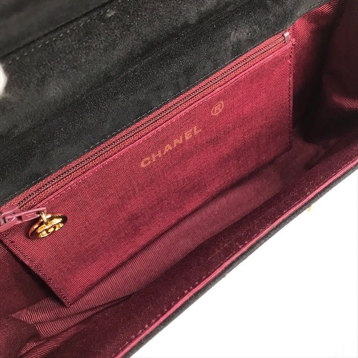 美品 CHANEL シャネル ココマーク スエード ハーフムーン ターンロック ヴィンテージ チェーン ショルダー バッグ ブラック 黒 ...