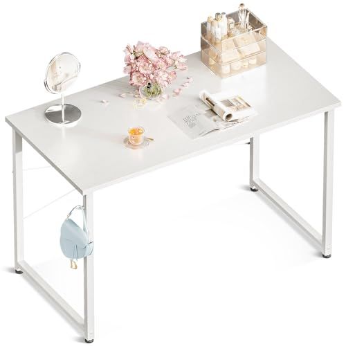パソコンデスク シンプルデスク 子 ゲーミングデスク computer desk 幅100cm 学習机 コンパクト pcデスク ワークデスク 机 フック付き 在宅ワーク デスク おしゃれ 組立簡単 ODK 白い