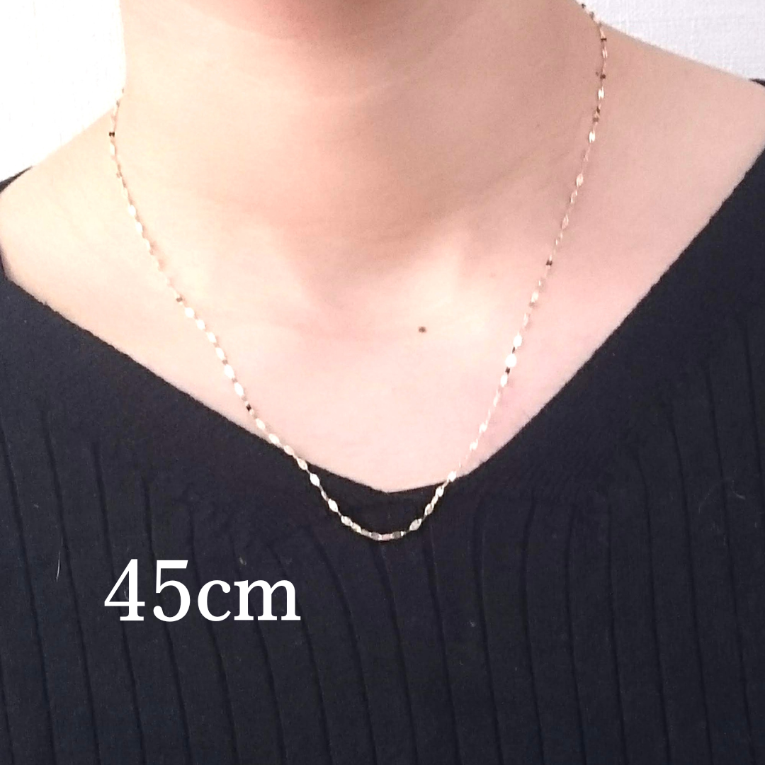新品  18金 ペタル 幅1.6mm 45cm フラワークロス ペダル  K18 YG チェーン ネックレス 【RMジュエリー】