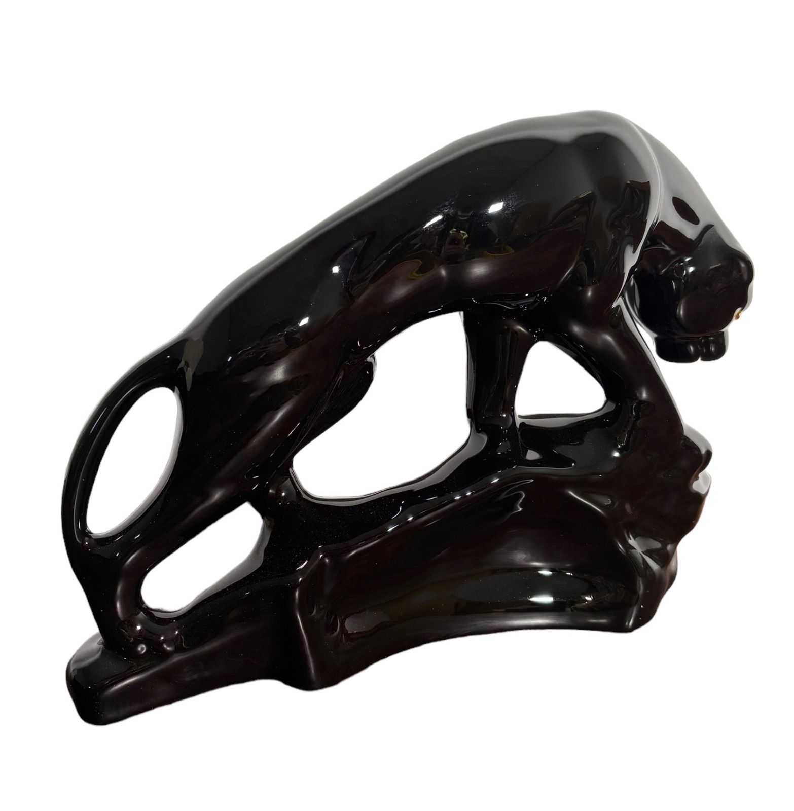 ★セラミック★黒豹★置物★ブラックパンサー★工芸品★インテリア★ヴィンテージ セラミック 黒豹 置物 ブラックパンサー オブジェ 工芸品 インテリア