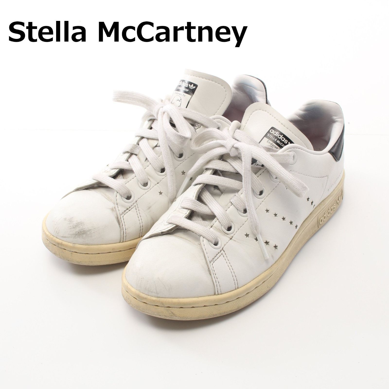 【BCランク】StellaMcCartney × adidas Stan Smith スニーカー ホワイト ローカットスニーカー レザー ホワイト  マルチカラー【中古】