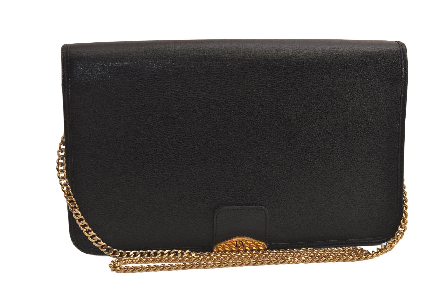 Christian Dior ディオール チェーン ショルダークロスボディーバッグ 財布 レザー ブラック 6212M