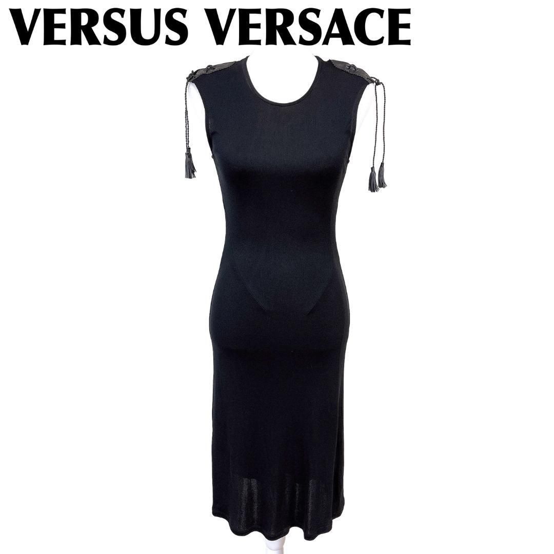 VERSUS VERSACE ノースリーブワンピース 40 ブラック