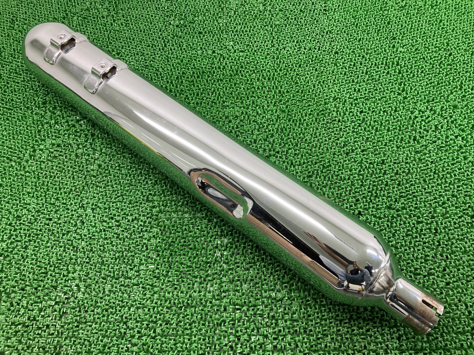 FLHR1450 サイレンサーマフラー 左 65863-95C ハーレー 純正 ツーリング パンチアウト加工済 修復素材やカスタム素材に 【中古】 81 FLHR1450 サイレンサーマフラー 左 65863-95C ハーレー 純正 バイク