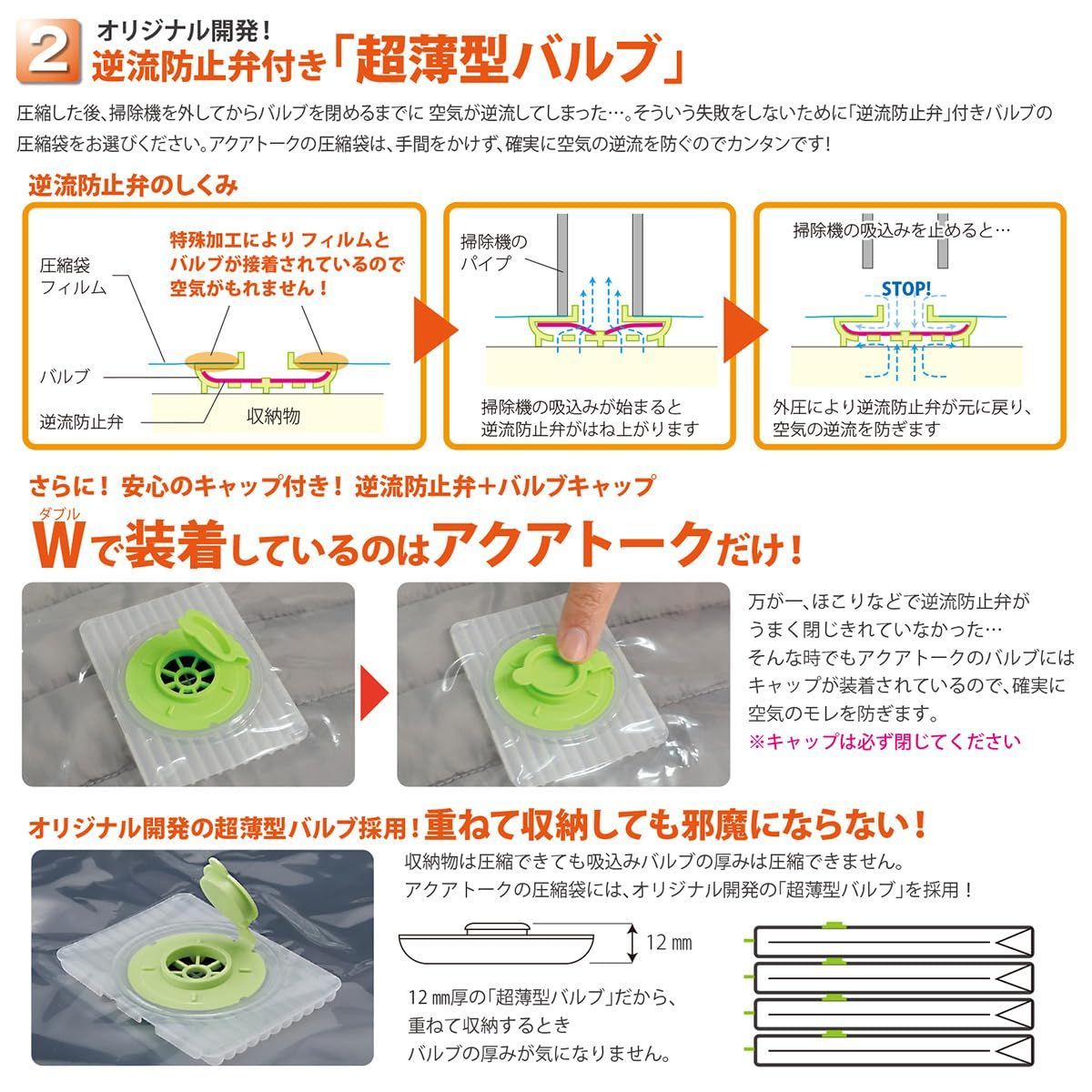 バルブ式 マチ付ふとん圧縮袋