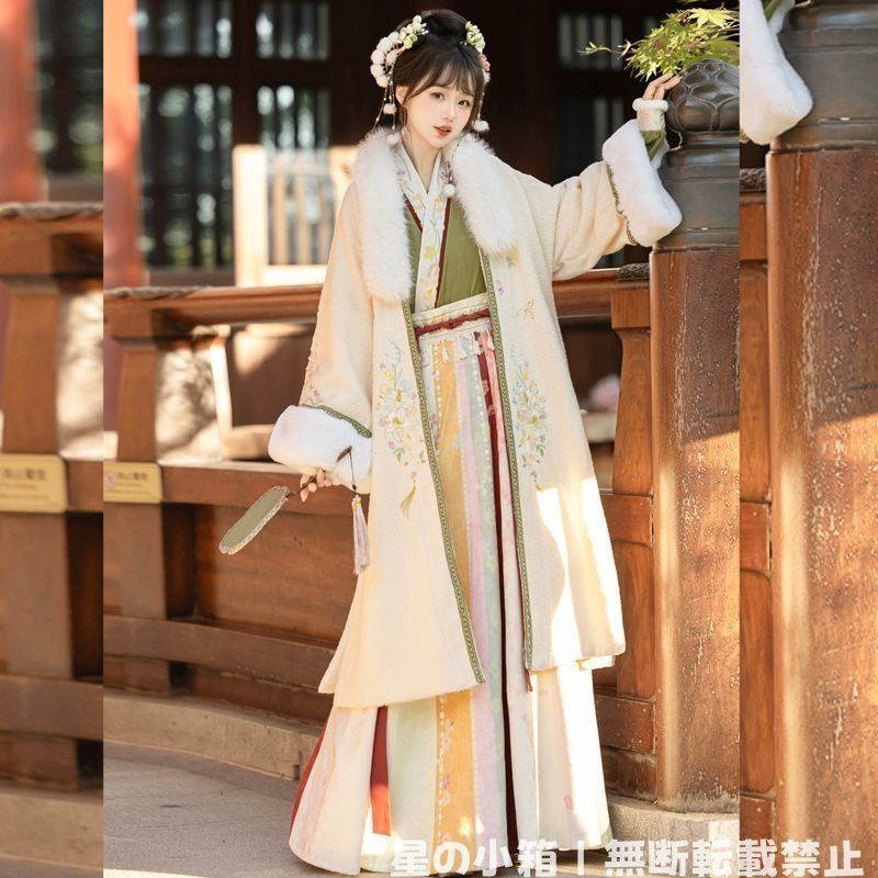 新品未使用 冬款 宋制漢服 女子用 刺繍加綿外套 + 八破裙 豪華日常セット 防寒・保温対応 撮影用・イベント用 春節おすすめ 高品質デザイン プレゼントにも最適 2025新品 冬款 宋制漢服 女子用 刺繍加綿外套 + 八破