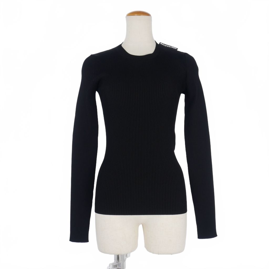 バレンシアガ BALENCIAGA ロゴ タグ リブクルーネック カットソー 