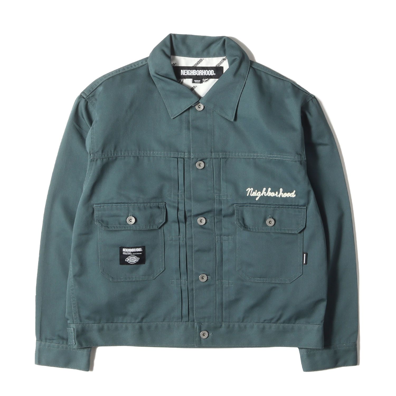 美品 NEIGHBORHOOD ネイバーフッド ジャケット サイズ:M 23AW Dickies 2ndタイプ T/Cツイル ジャケット TYPE-2 JACKET グリーン アウター ブルゾン 上着 コラボ【メンズ】