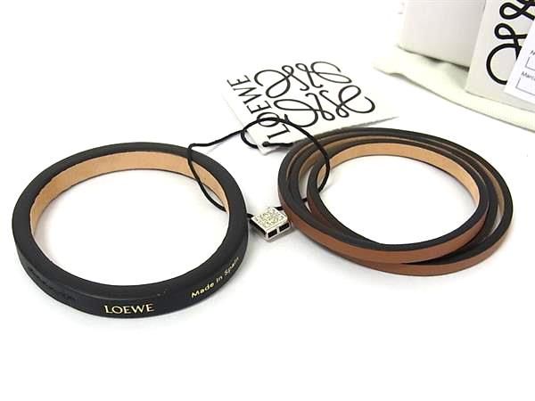 □極美品□ LOEWE ロエベ レザー ブレスレット バングル