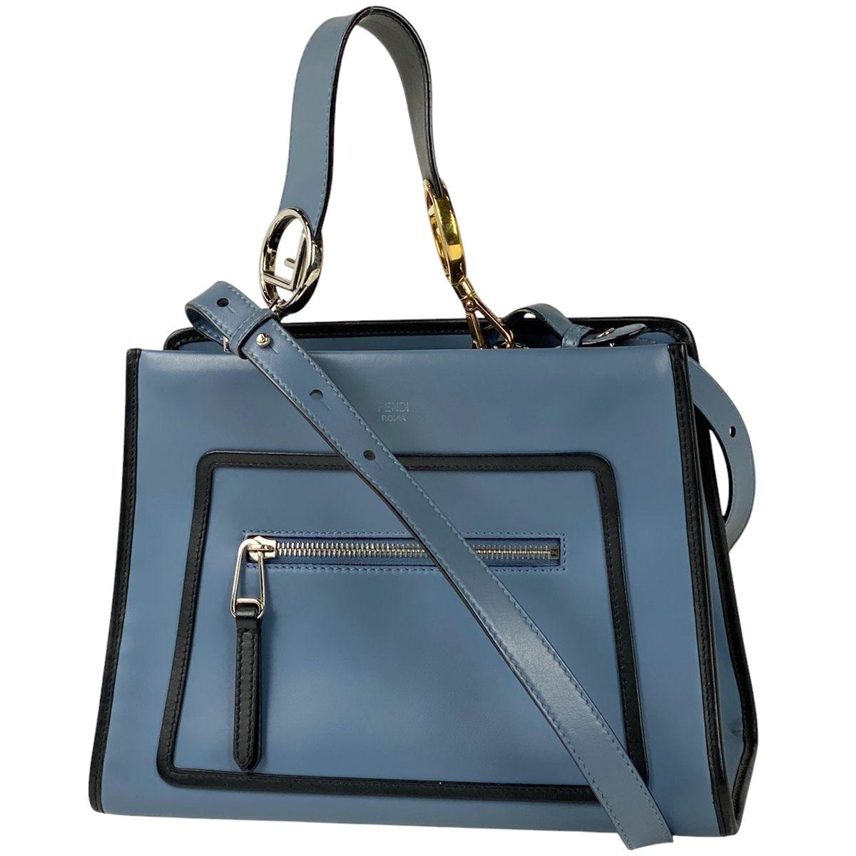 フェンディ FENDI ラナウェイ スモール ハンドバッグ 2WAY ショルダーバッグ ハンドバッグ レザー ライトブルー 8BH344 レディース