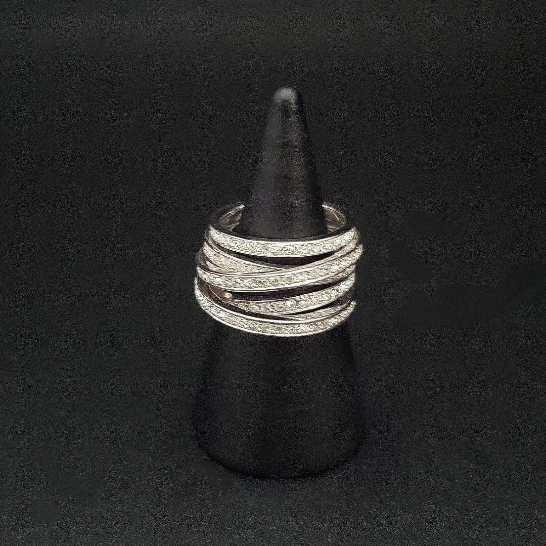 Swarovski スワロフスキー リング 指輪 パヴェ スパイラル クロッシング ハーフ 5連 ラインストーン クリスタル