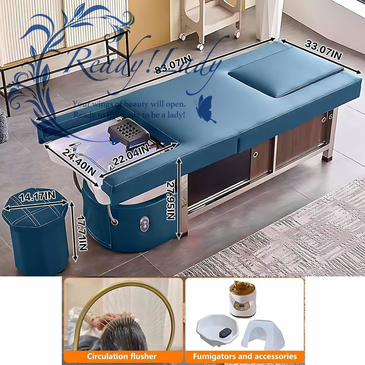 プロのシャンプーベッド、スツール付きタイ水循環マッサージケアベッド