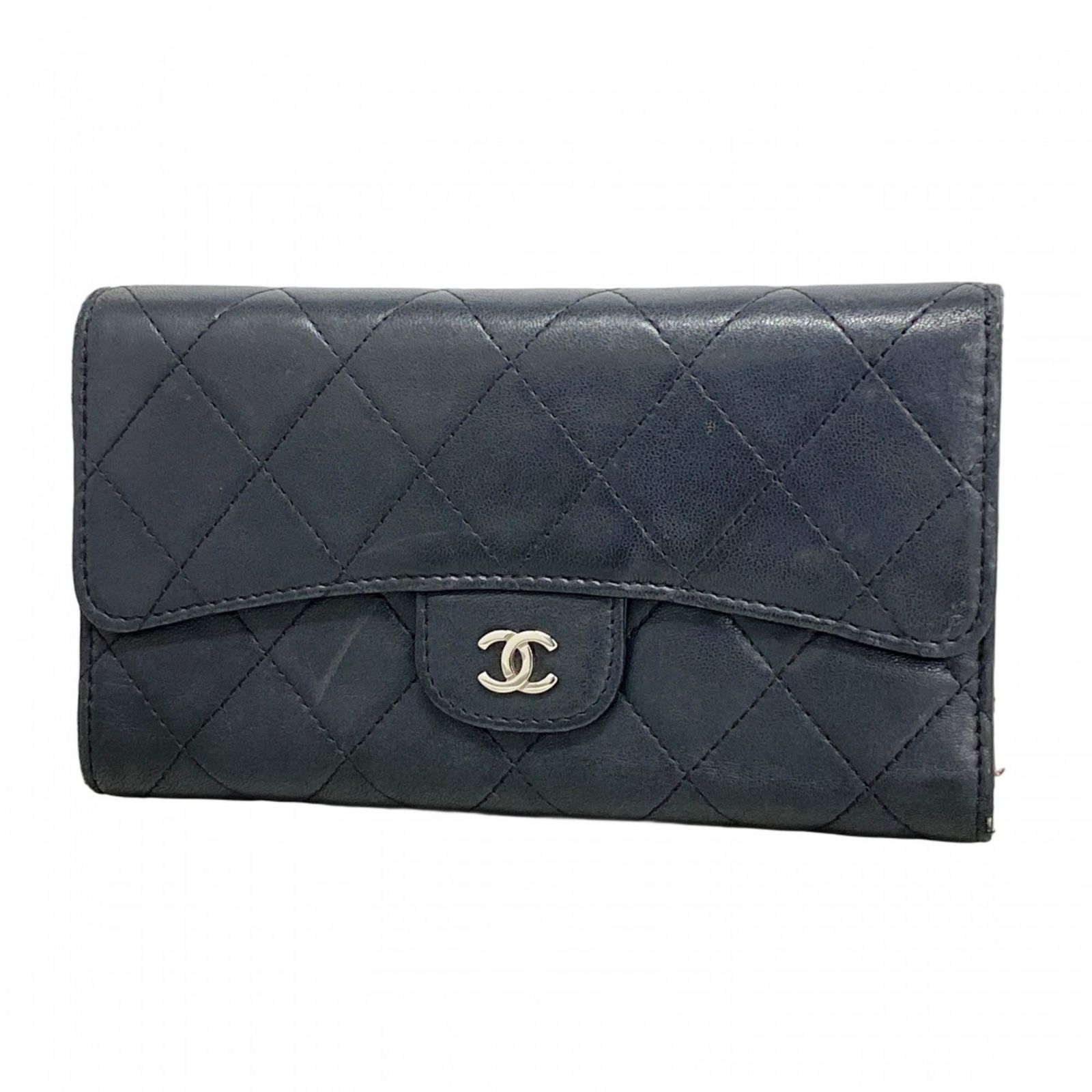 【人気モデル】CHANEL シャネル 三つ折り長財布 マトラッセ ラムスキン 黒 シャネル(Chanel) シャネル 三つ折り長財布 マトラッセ