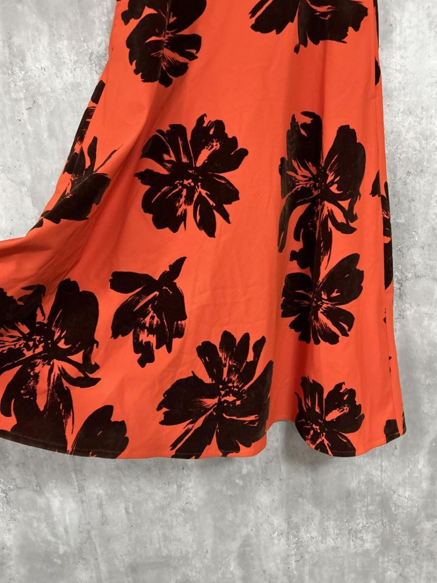 DOLLUPOOPS ドールアップウップス フロッキーフラワープリント ロング スカート size38 オレンジ ◎レディース SIROKUMA-CORPORATION_COM