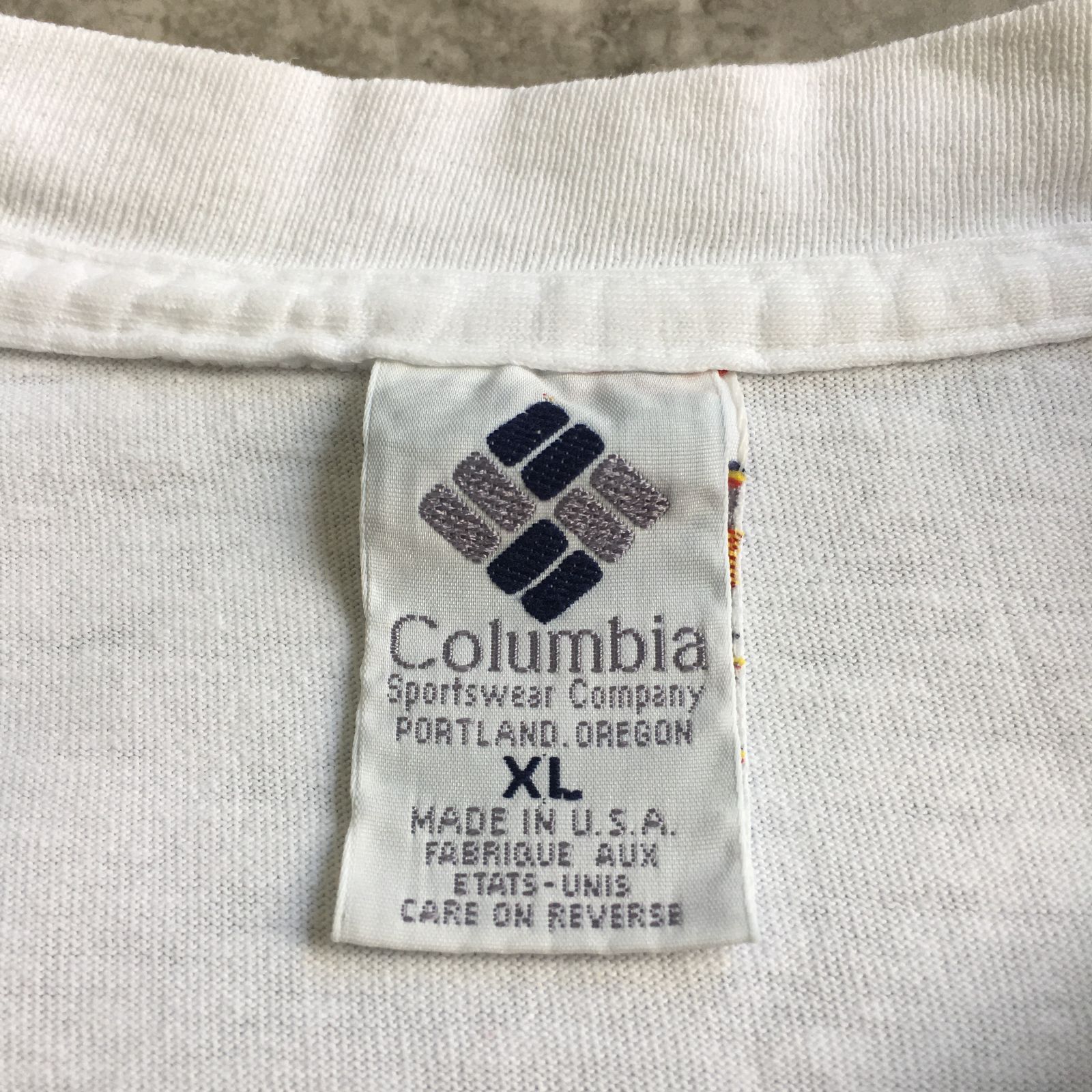 90s USA製 Columbia Fish ” HEADS＆TALES ” Double sided printed T 