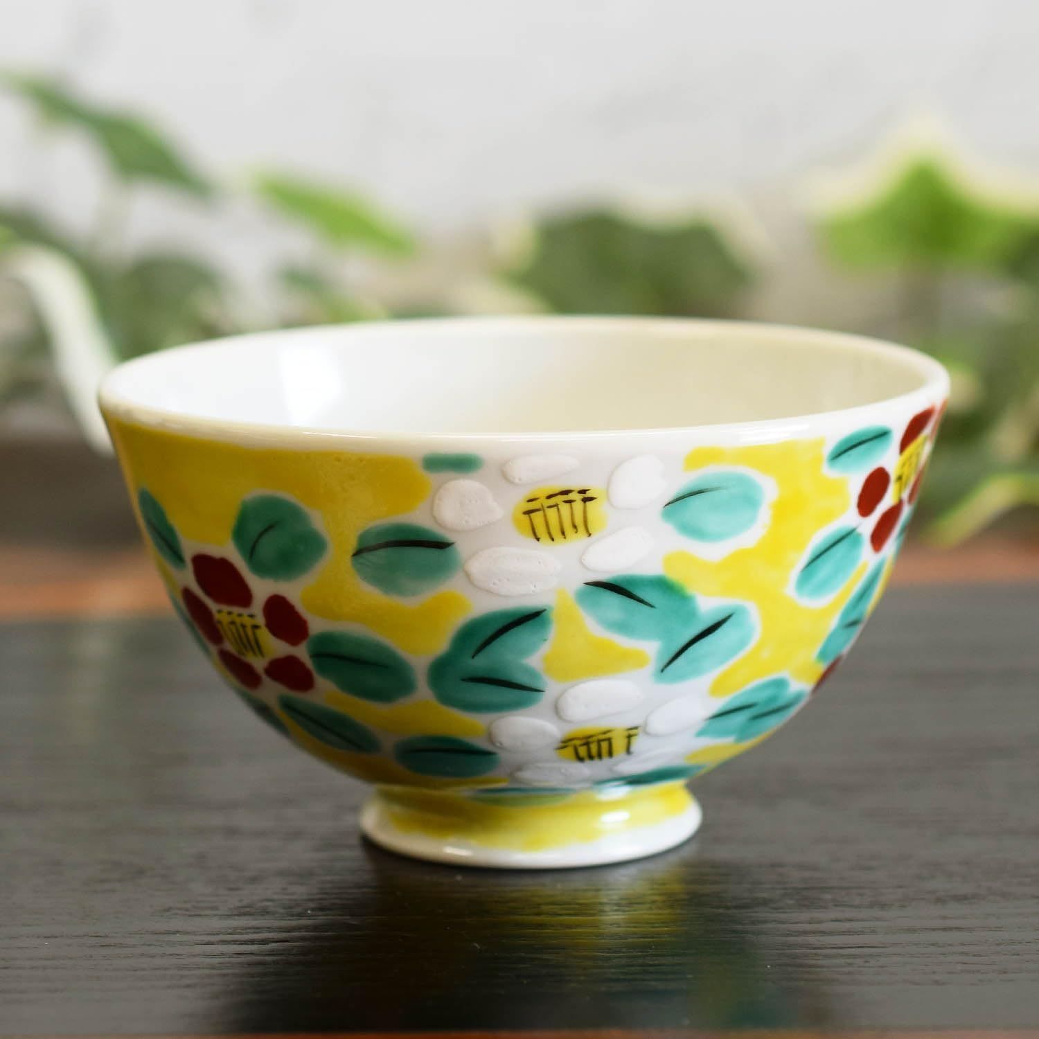 花模様の陶器製茶碗10個セット 花模様の陶器製茶碗