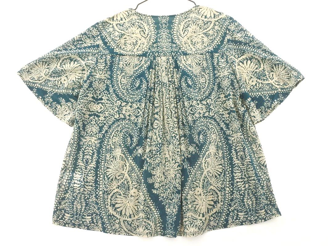 美品　クリスチャンオジャール　刺繍ボーダーチェニック　サイズ15 XL相当 CHRISTIAN AUJARD クリスチャンオジャール 総柄 ブラウス シャツ