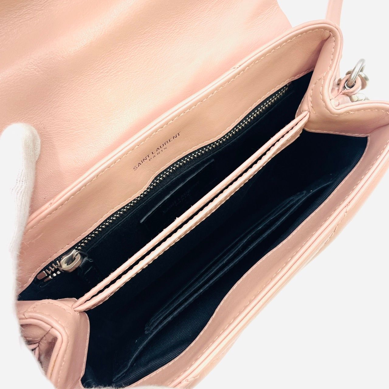サンローラン YSL ルル レザー ショルダーバッグ ピンク ロゴ