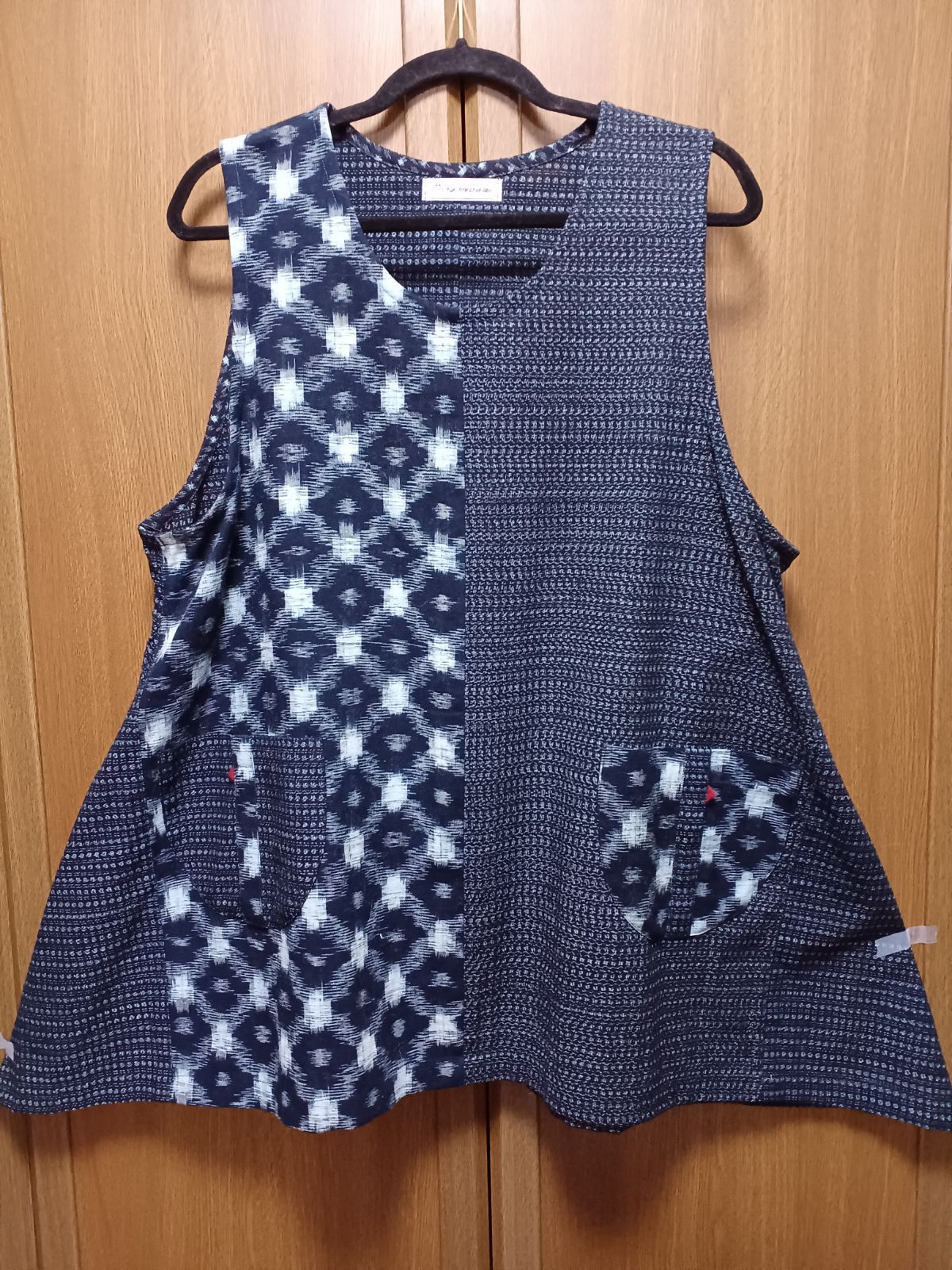 御専用　古布　ゆったりチュニック　ボロ　藍染　刺し子　着物リメイク 御専用 古布 ゆったりチュニック ボロ 藍染 刺し子 着物リメイク