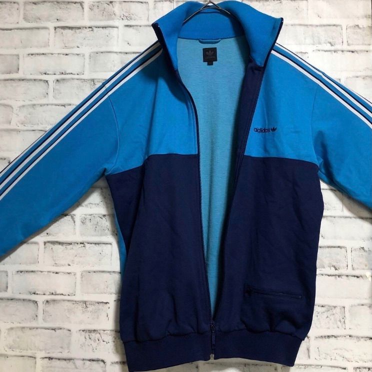 90's adidas トラックジャケット ネイビー＆ホワイト 90s⭐️adidas トラックジャケット L 刺繍 vintage ネイビー白