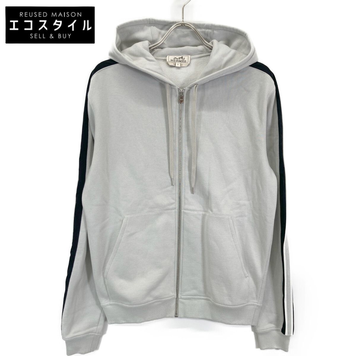 HERMES エルメス 24SS ﾗﾝH ｺｯﾄﾝ100% ｻｲﾄﾞﾗｲﾝ HﾛｺﾞZIP ﾊﾟｰｶｰ S