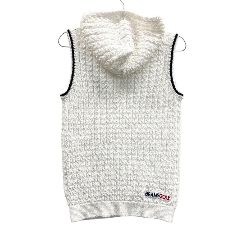 サイズ：M BEAMS GOLF ビームスゴルフ フード付 ニットベスト ホワイト