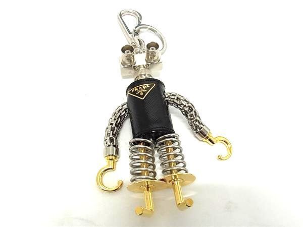 【極美品】プラダ　ロボット　キーホルダー　キーリング　ストラップ　サフィアーノ PRADA プラダ ロボット サフィアーノ チャーム キーホルダー