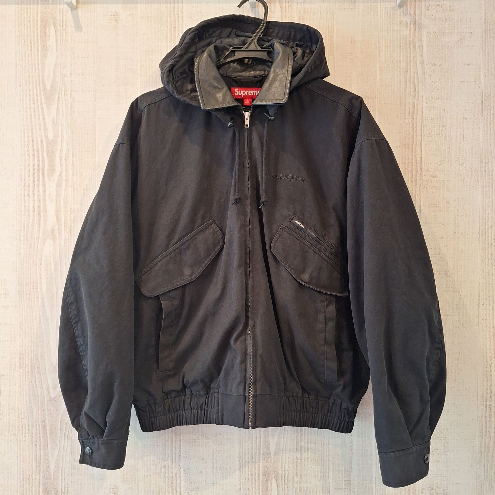 ジャケット・アウター Supreme Leather CollarUtilityJacketBlack Supreme Leather Collar Utility Jacket 