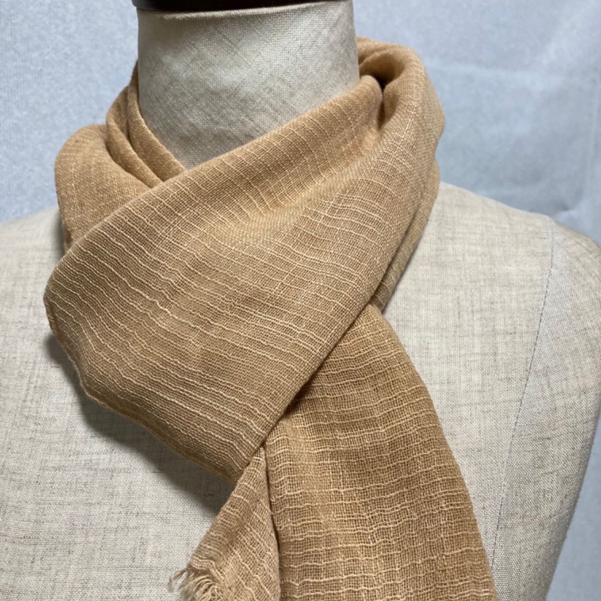 専用ページ　草木染めストール 草木染めストール｜国産リネンガーゼのストール《キャメル