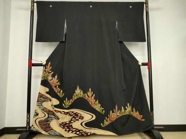 平和屋着物＃道中着 紬地 葉尽くし ロング丈 正絹 逸品 CAAT5627id