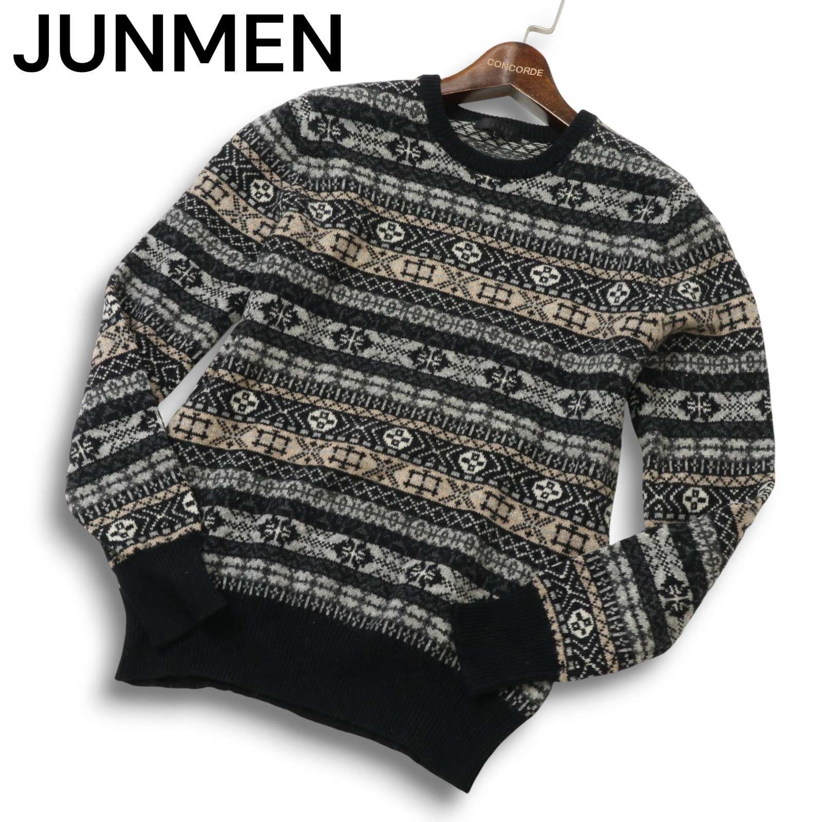 JUNMEN ジュンメン 秋冬 ウール100％☆ フェアアイル柄 セーター 