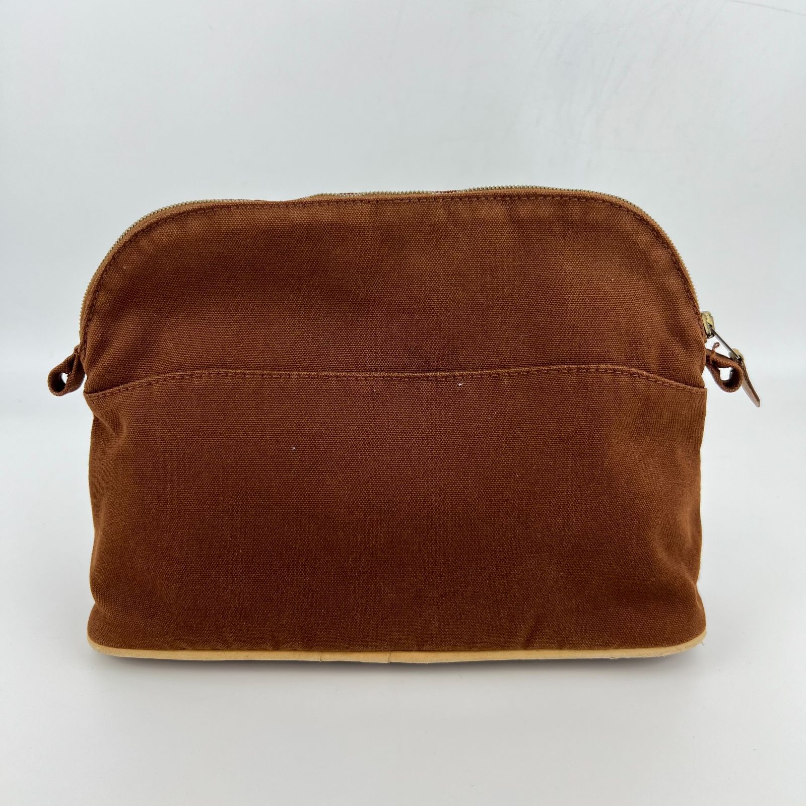 中古】HERMES エルメス ボリードポーチMM 化粧ポーチ ブラウン  