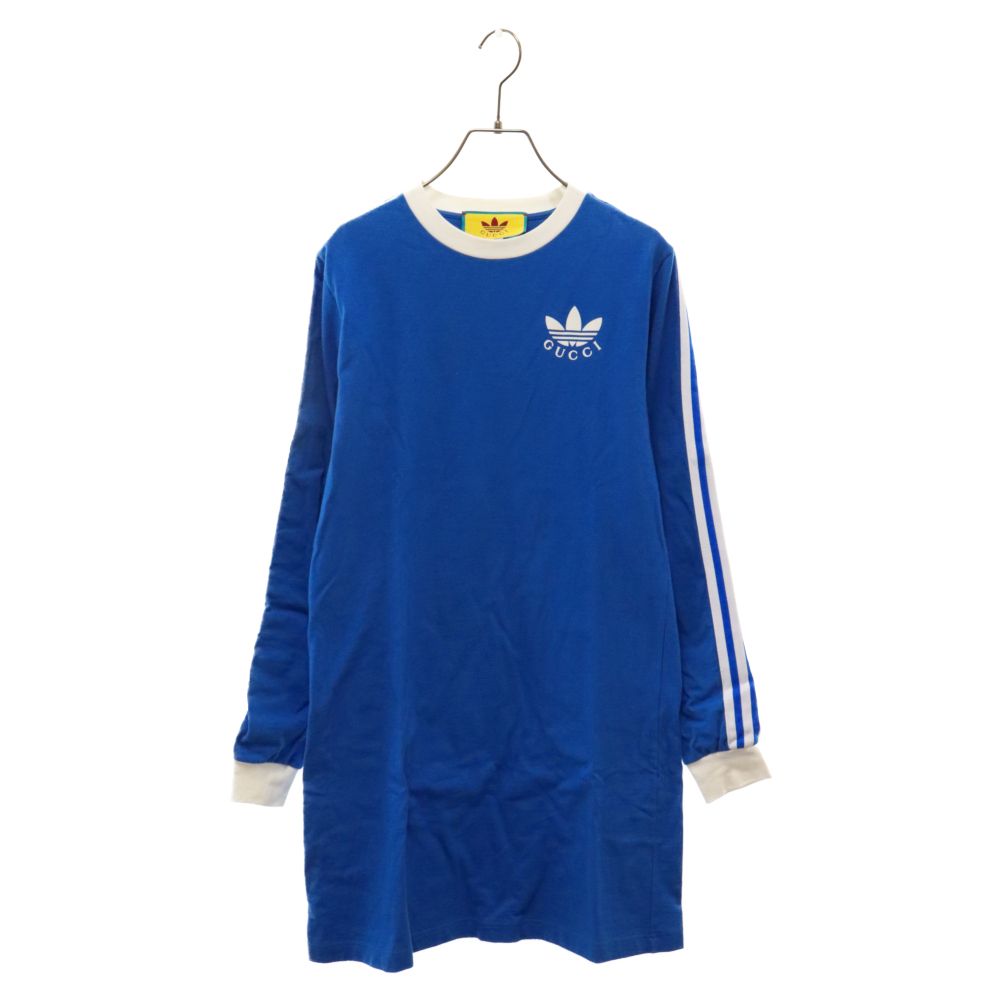 ★送料込★GUCCIｘADIDAS Tシャツドレス ワンピース 青 GUCCI グッチ レディース adidas x Gucci Tシャツドレス 長袖